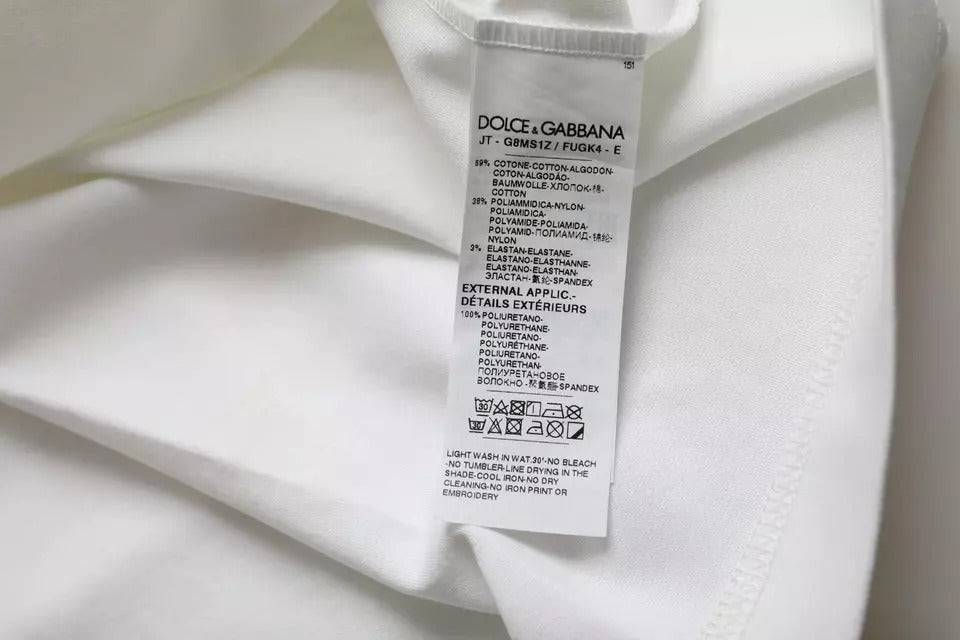 Dolce & Gabbana White Logo Round Neck Short Sleeves T-shirt