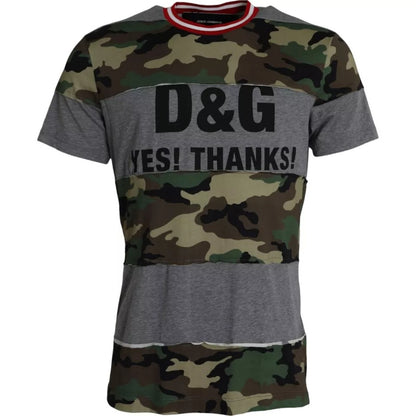 Dolce & Gabbana Multicolor Camouflage Cotton Crew Neck Men T-shirt