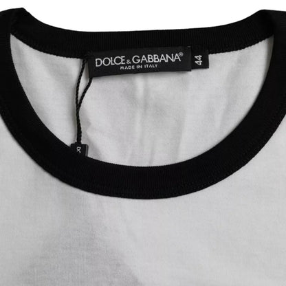 Dolce & Gabbana Black White Jazz Print Cotton Short Sleeves T-shirt