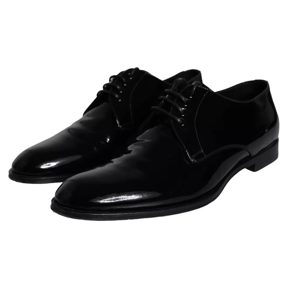 Dolce & Gabbana Black Calfskin Leather Derby Men Dress Shoes