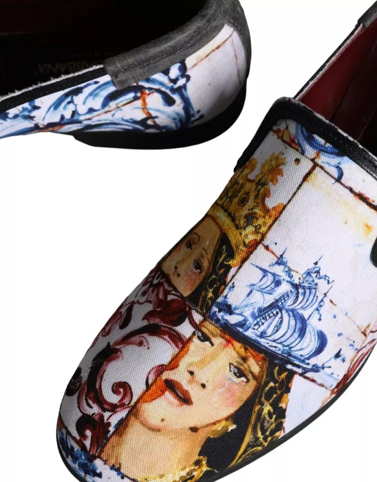 Dolce & Gabbana Multicolor Madonna Majolica Amalfi Men Loafers Shoes