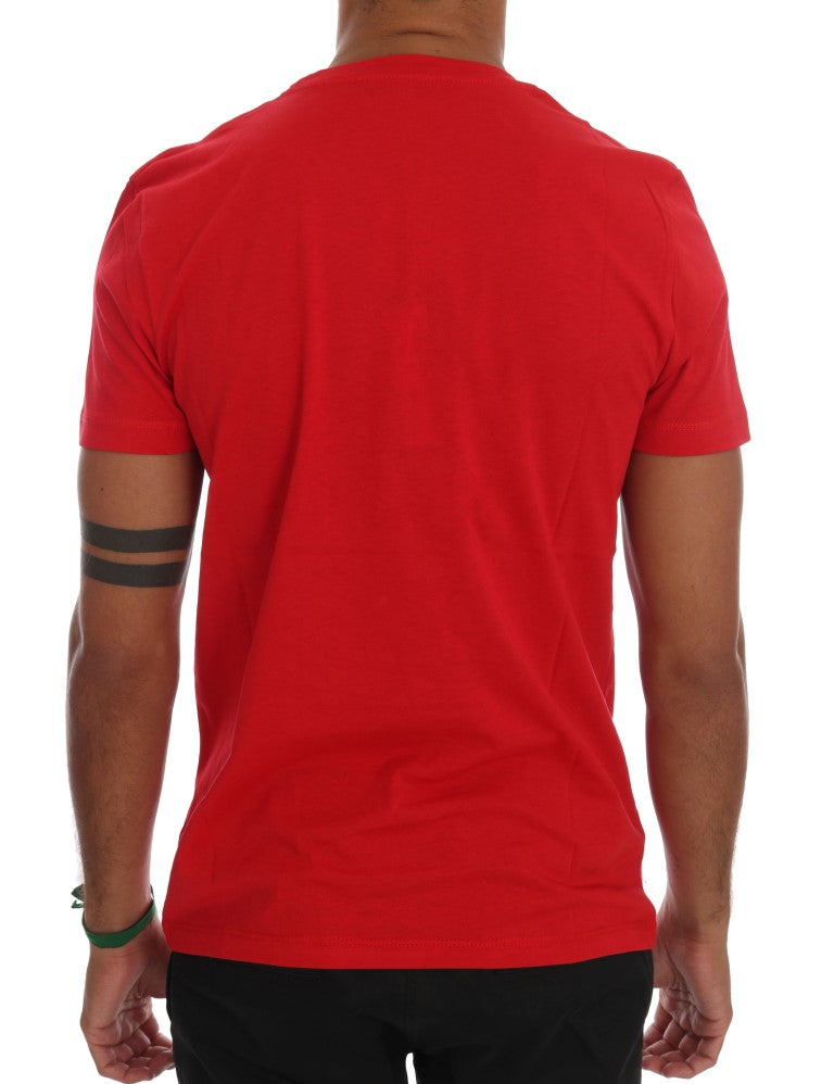 Frankie Morello Chic Red 'RIDERS' Motive Crewneck Tee Frankie Morello