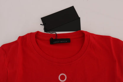 Frankie Morello Chic Red 'RIDERS' Motive Crewneck Tee Frankie Morello