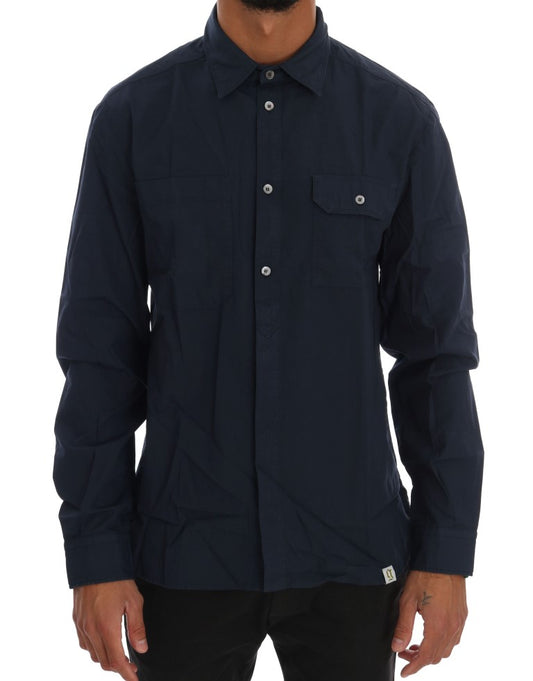 John Galliano Elegant Blue Cotton Casual Shirt John Galliano