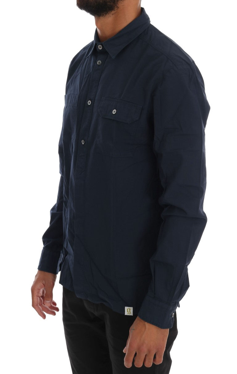 John Galliano Elegant Blue Cotton Casual Shirt John Galliano