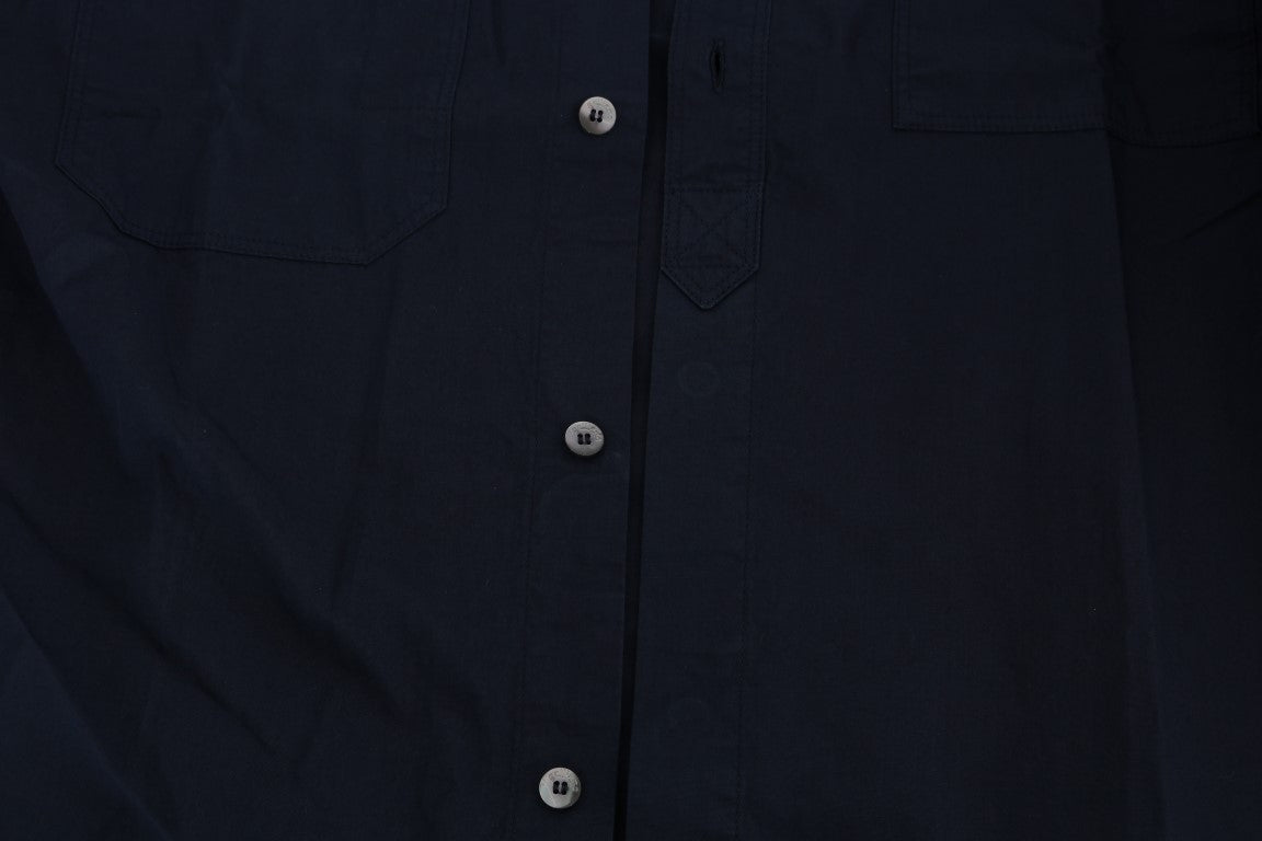 John Galliano Elegant Blue Cotton Casual Shirt John Galliano