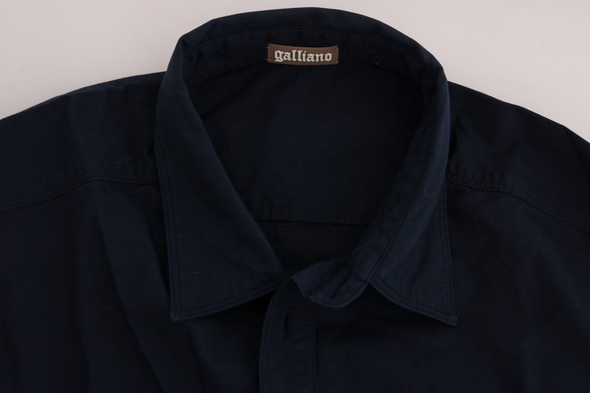 John Galliano Elegant Blue Cotton Casual Shirt John Galliano