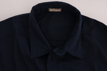 John Galliano Elegant Blue Cotton Casual Shirt John Galliano