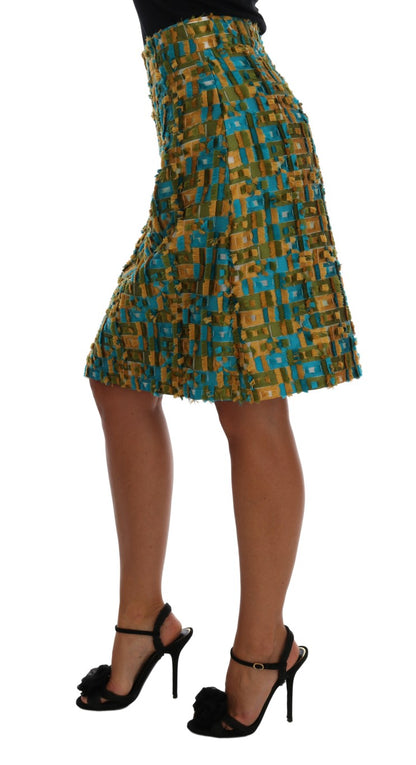 Dolce & Gabbana Elegant Green Jacquard High Waist Skirt Dolce & Gabbana