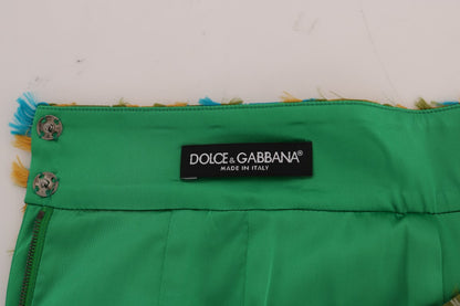 Dolce & Gabbana Elegant Green Jacquard High Waist Skirt Dolce & Gabbana