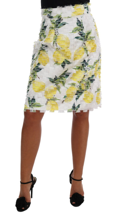 Dolce & Gabbana Lemon Print Fringe Pencil Skirt Dolce & Gabbana