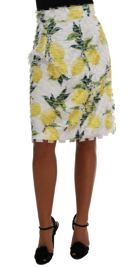 Dolce & Gabbana Lemon Print Fringe Pencil Skirt Dolce & Gabbana