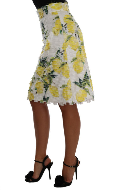 Dolce & Gabbana Lemon Print Fringe Pencil Skirt Dolce & Gabbana