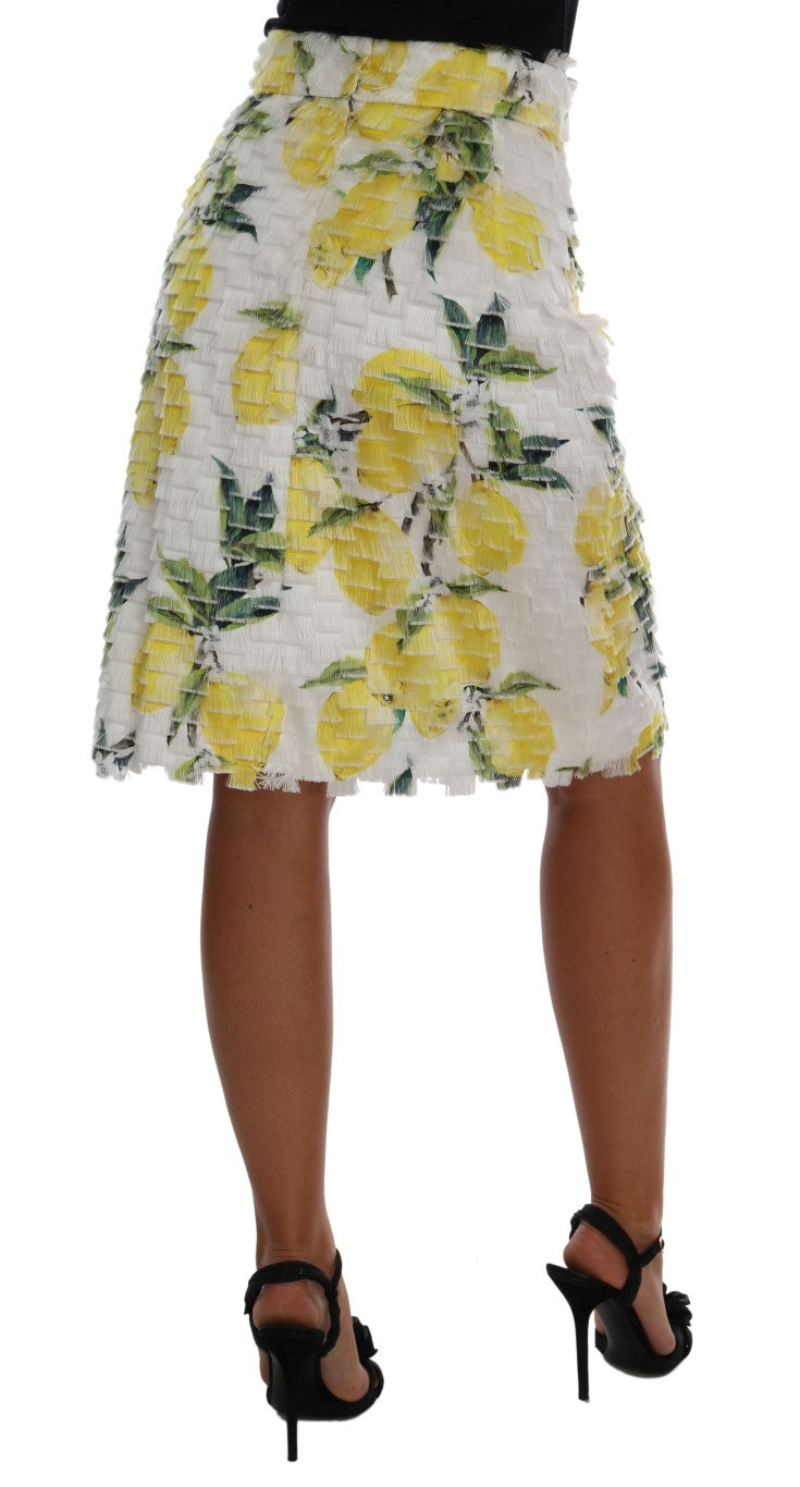 Dolce & Gabbana Lemon Print Fringe Pencil Skirt Dolce & Gabbana