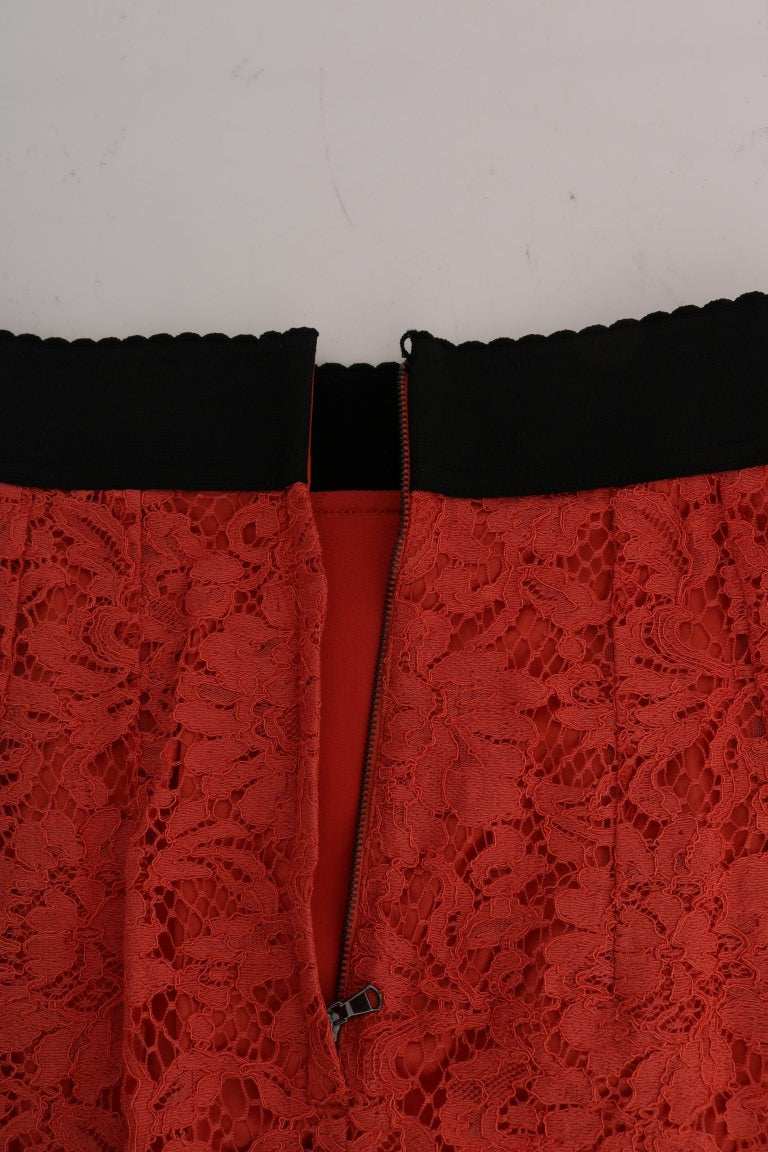 Dolce & Gabbana Orange Macramé Lace Pencil Skirt Dolce & Gabbana