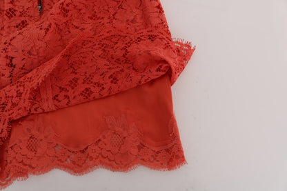 Dolce & Gabbana Orange Macramé Lace Pencil Skirt Dolce & Gabbana