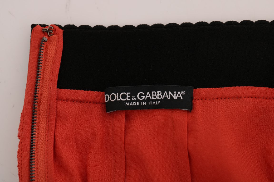 Dolce & Gabbana Orange Macramé Lace Pencil Skirt Dolce & Gabbana