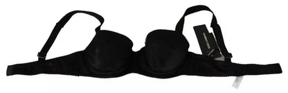 Dolce & Gabbana Black Silk Lace Balconcino Bra Underwear