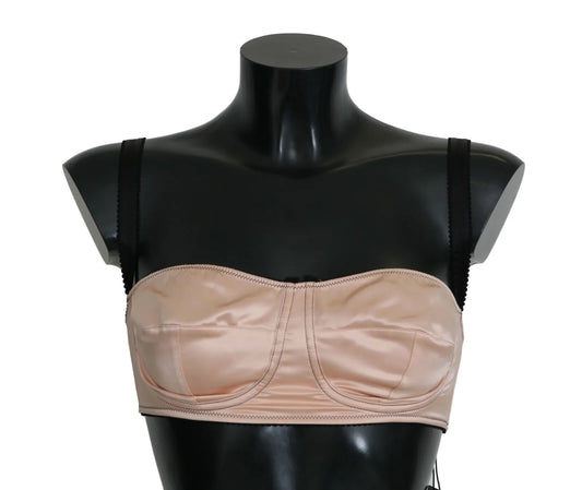 Dolce & Gabbana Black Straps Pink Balconcino Bra