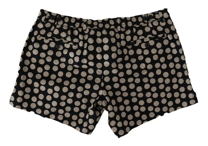 Dolce & Gabbana Black White Polka Dots Cotton Linen Shorts