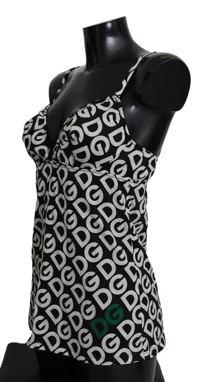 Dolce & Gabbana Black DG Mania Print Sleeveless Swimwear