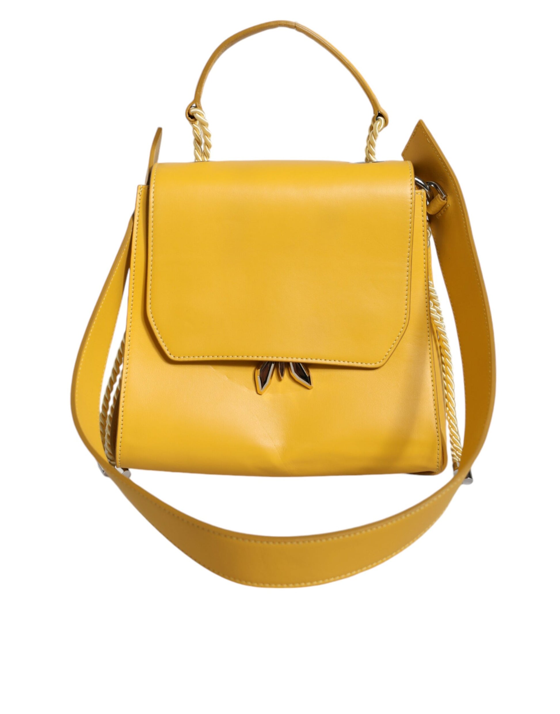 Patrizia Pepe Yellow Leather Shoulder Strap Top Handle Bag