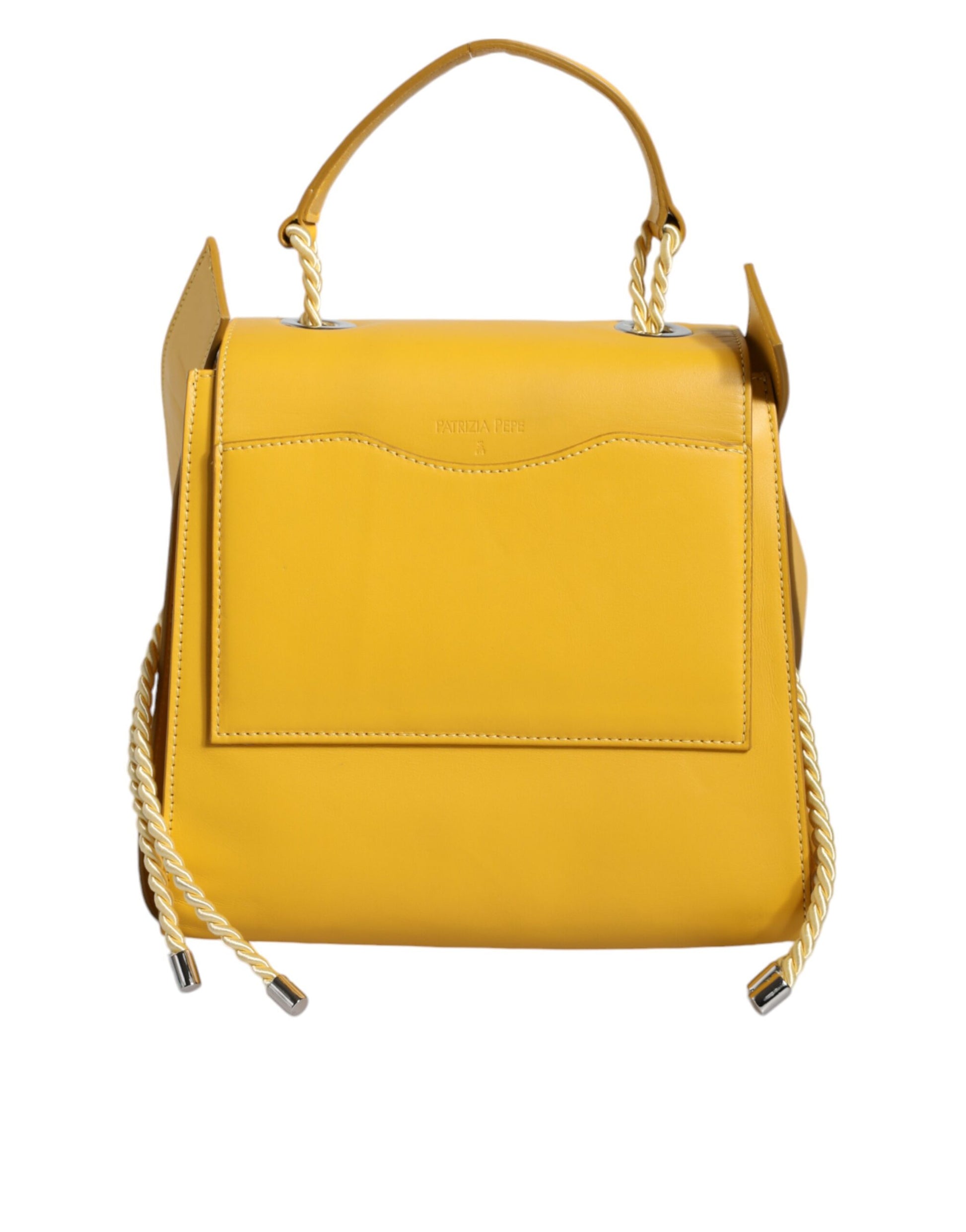 Patrizia Pepe Yellow Leather Shoulder Strap Top Handle Bag