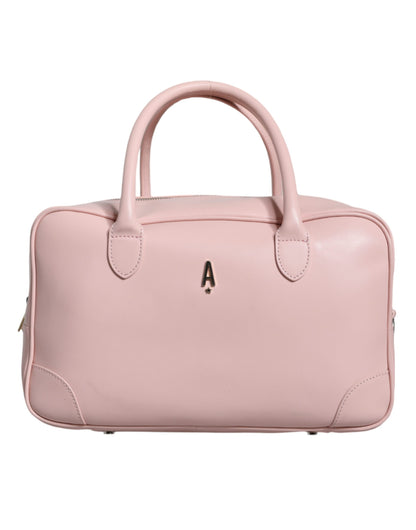 Aniye By Pink Leather Logo Top Handle Duffel Handbag Women Bag