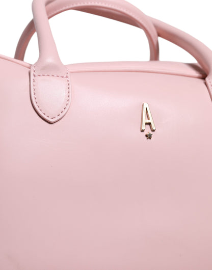 Aniye By Pink Leather Logo Top Handle Duffel Handbag Women Bag