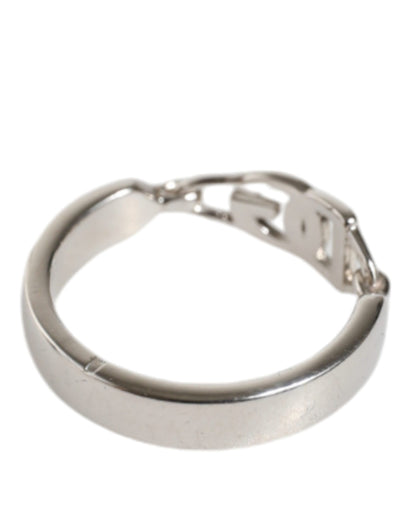 Dolce & Gabbana Silver Tone Brass Anello DG Round Bangle Bracelet