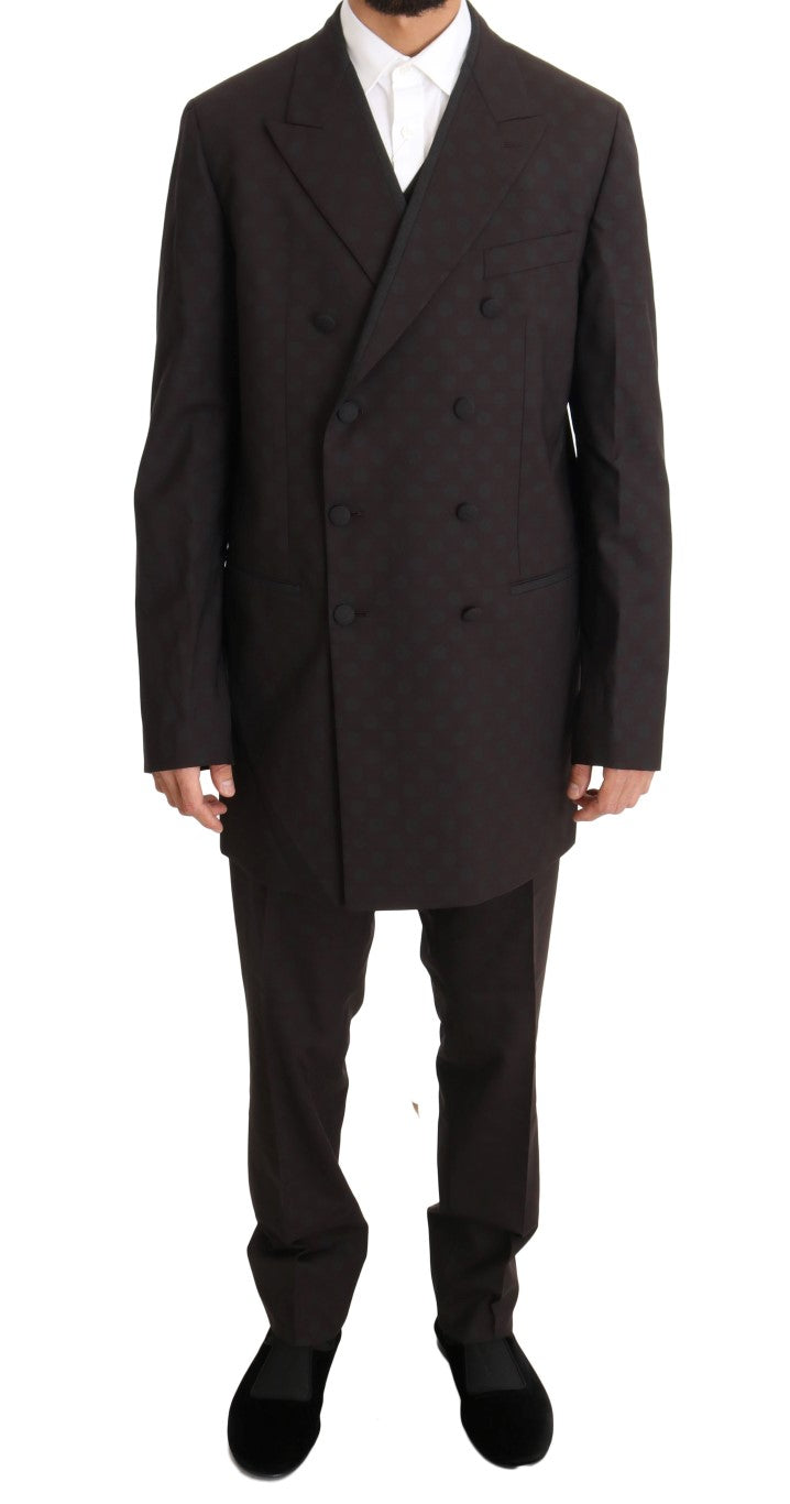 Dolce & Gabbana Elegant Bordeaux Polka Dot Wool Suit Dolce & Gabbana