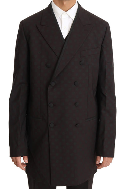 Dolce & Gabbana Elegant Bordeaux Polka Dot Wool Suit Dolce & Gabbana