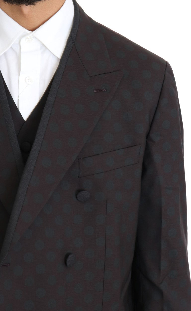 Dolce & Gabbana Elegant Bordeaux Polka Dot Wool Suit Dolce & Gabbana