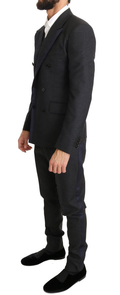 Dolce & Gabbana Elegant Gray Polka Dot 3-Piece Suit Dolce & Gabbana