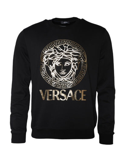 Versace Black Medusa Fleece Cotton Crew Neck Sweatshirt Sweater