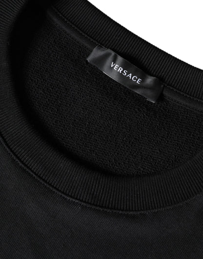 Versace Black Medusa Fleece Cotton Crew Neck Sweatshirt Sweater