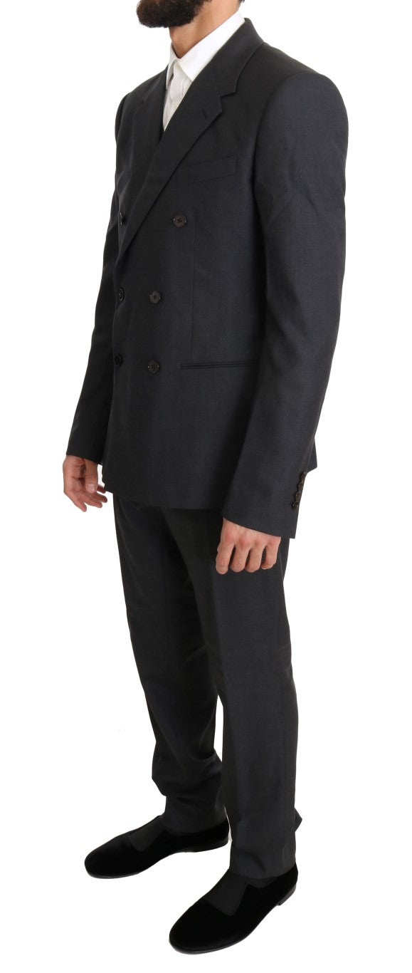 Dolce & Gabbana Elegant Gray Double Breasted Wool Silk Suit Dolce & Gabbana