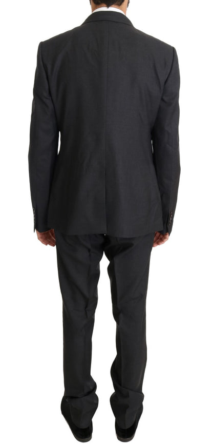 Dolce & Gabbana Elegant Gray Double Breasted Wool Silk Suit Dolce & Gabbana