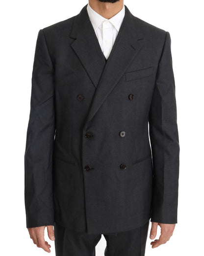 Dolce & Gabbana Elegant Gray Double Breasted Wool Silk Suit Dolce & Gabbana