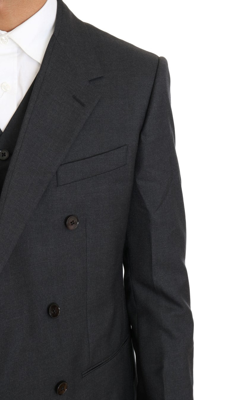 Dolce & Gabbana Elegant Gray Double Breasted Wool Silk Suit Dolce & Gabbana