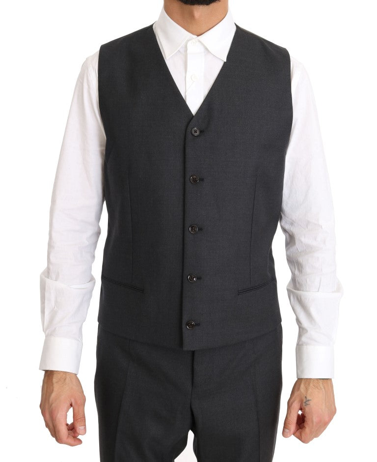 Dolce & Gabbana Elegant Gray Double Breasted Wool Silk Suit Dolce & Gabbana