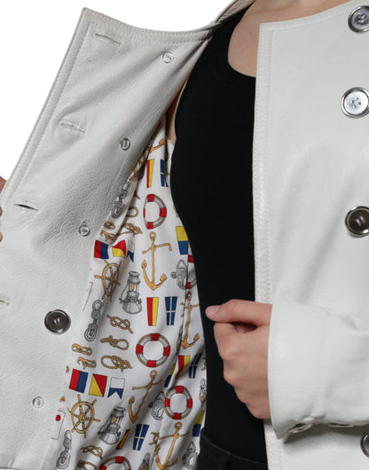 Dolce & Gabbana White Double Breasted Blazer Coat Jacket