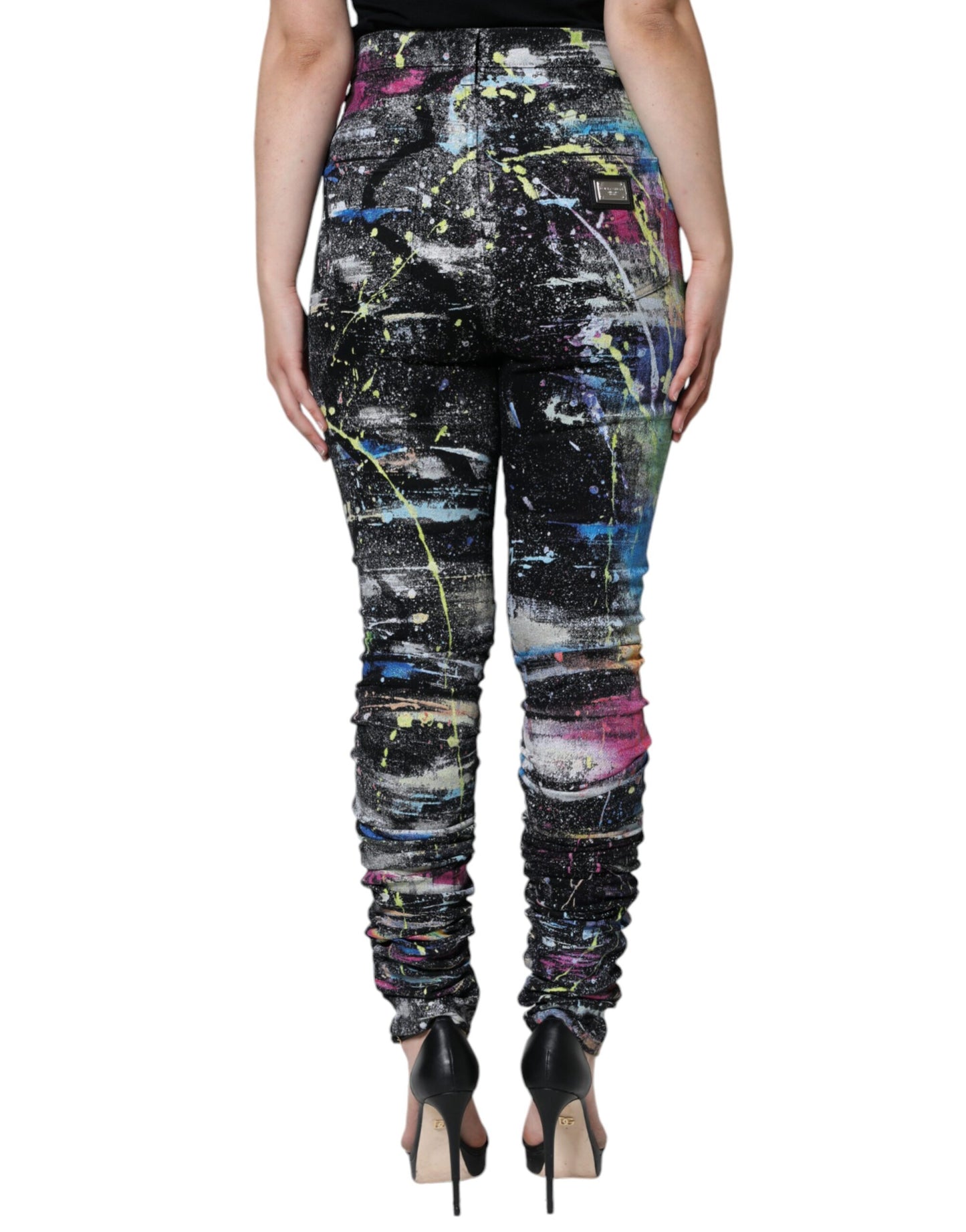 Dolce & Gabbana Multicolor Splatter Paint Cotton Skinny Denim Jeans