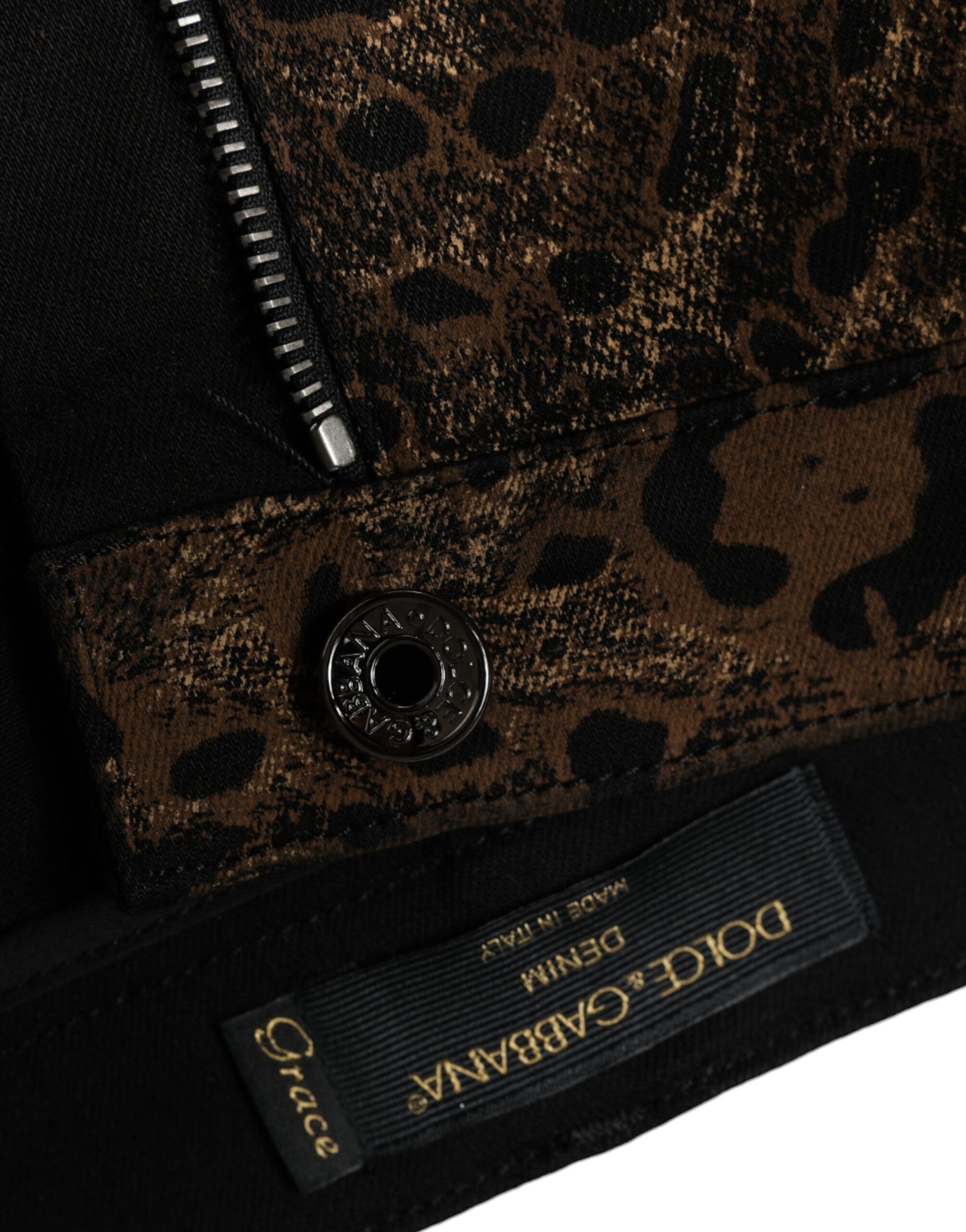 Dolce & Gabbana Brown Leopard Cotton Skinny Denim Jeans