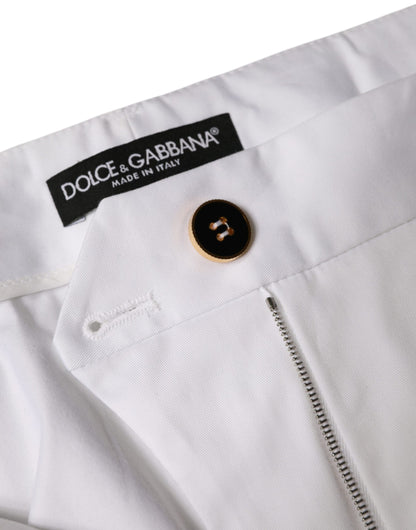 Dolce & Gabbana White Cotton Mid Waist Tapered Denim Jeans