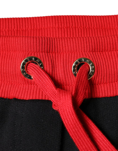 Dolce & Gabbana Black Red Cherry Mid Waist Jogger Pants