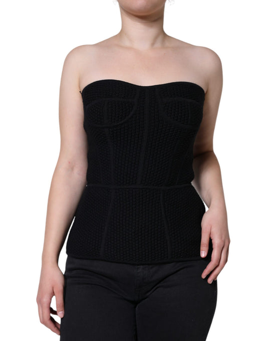 Dolce & Gabbana Black Bustier Sleeveless Corset Blouse Top