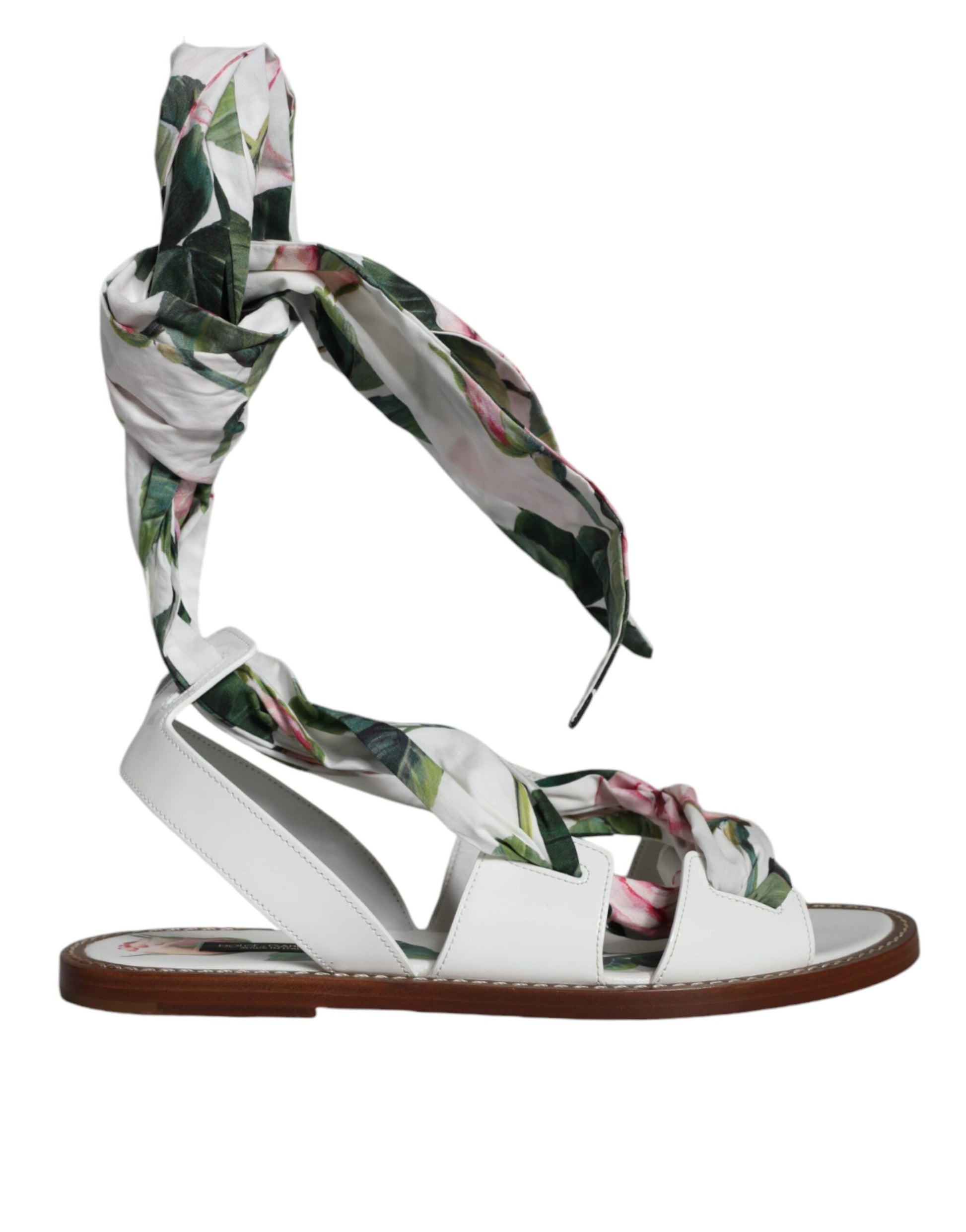 Dolce & Gabbana Multicolor Floral Print Ankle Wrap Sandals Shoes