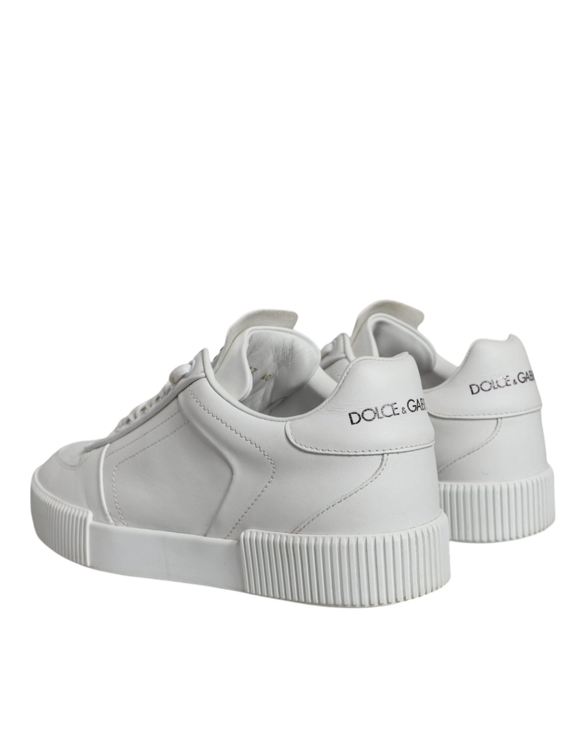 Dolce & Gabbana White Calfskin Leather Miami Low Top Sneakers Shoes