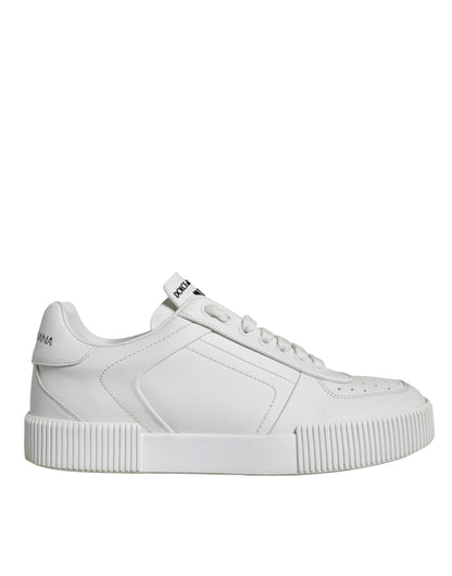 Dolce & Gabbana White Calfskin Leather Miami Low Top Sneakers Shoes